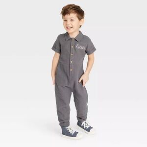 Grayson Collective Toddler Short Sleeve Gauze Jumpsuit - Gray